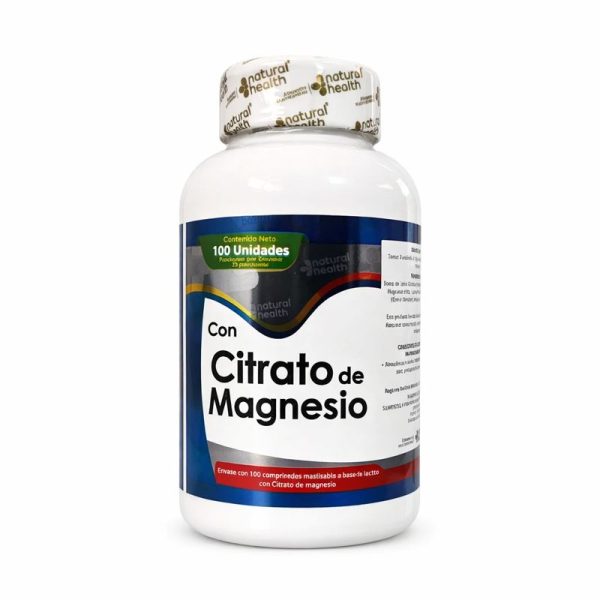 alimentos nutricionales natural health, citrato de magnesio, 100 discos masticables (copia)