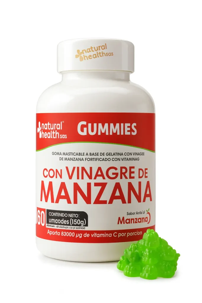 Gomas de Vinagre de Manzana + Vitamina C, 150 Gramos, 60 Gomas, Suplementos en Gomas, Natural Health Gomas de Vinagre