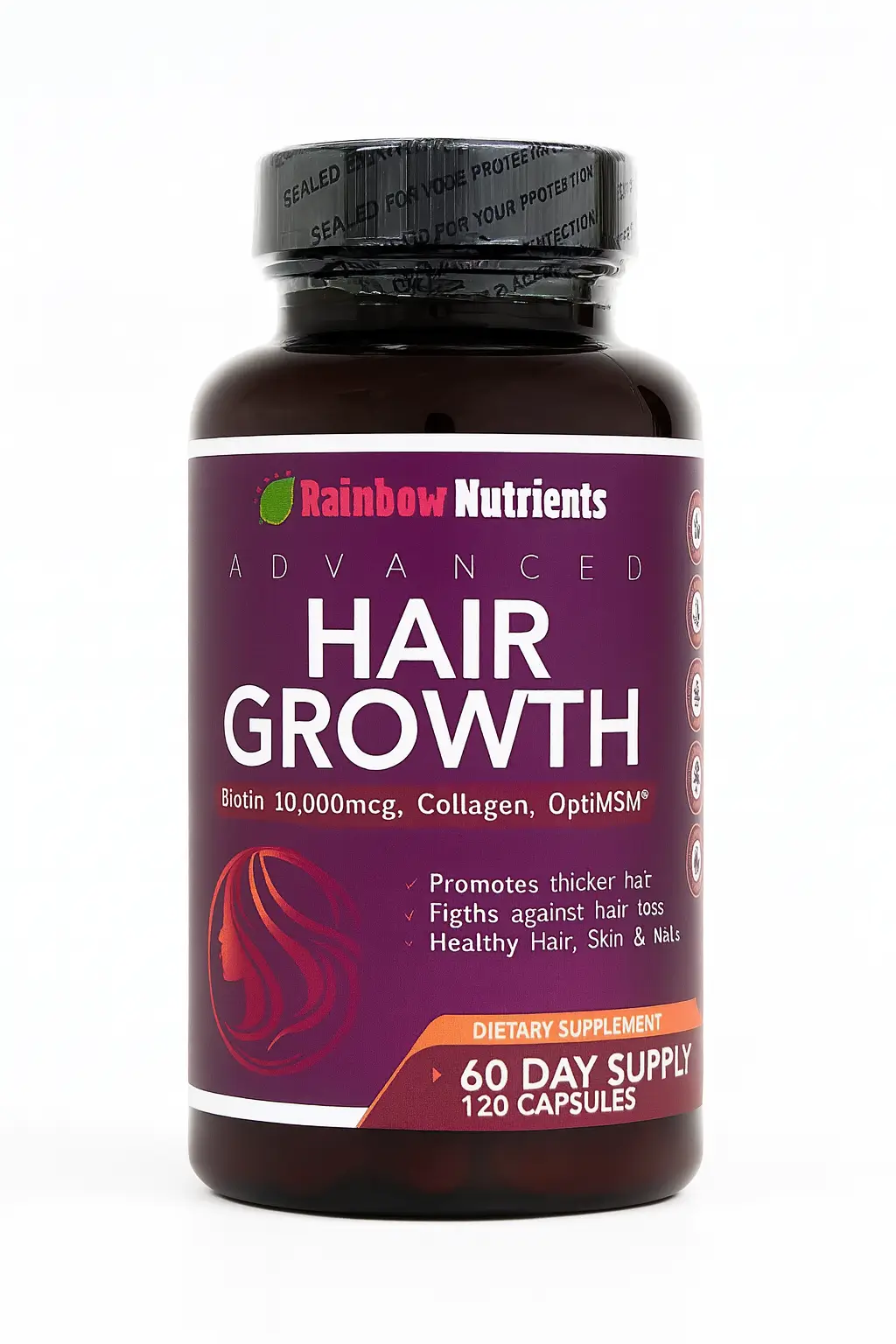rainbow nutrients, hair growth, 120 capsulas rainbow nutrients, hair growth, 120 capsulas