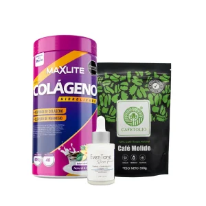unmerco, combo integral belleza, energía y metabolismo que combina maxlite, café verde cafetolio y eventone suero facial