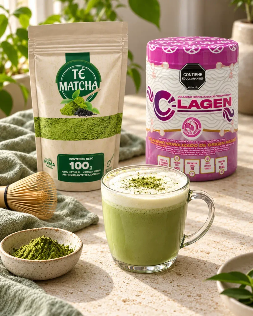 Colágeno: qué es, tipos y cómo tomarlo matcha latte con té y colágeno 1